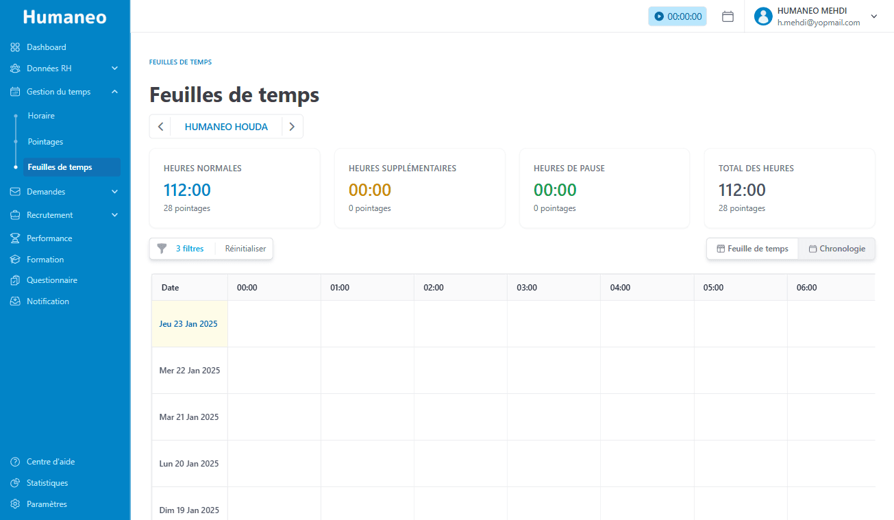 Feuilles de Temps
