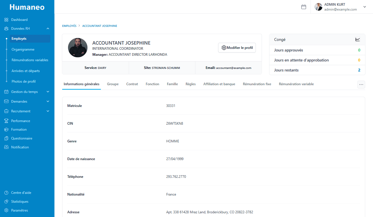 Gestion des données personnelles